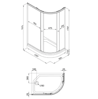 Душевой уголок Triton Коралл Щ0000043489 левый 120x80 см профиль белый стекло мозаика